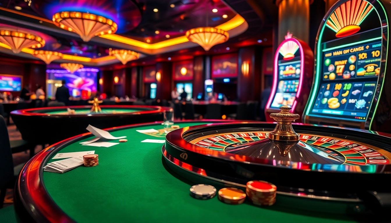 Experience the thrill of gambling at Nhà cái vaoluoitv with exciting casino visuals featuring roulette and poker.