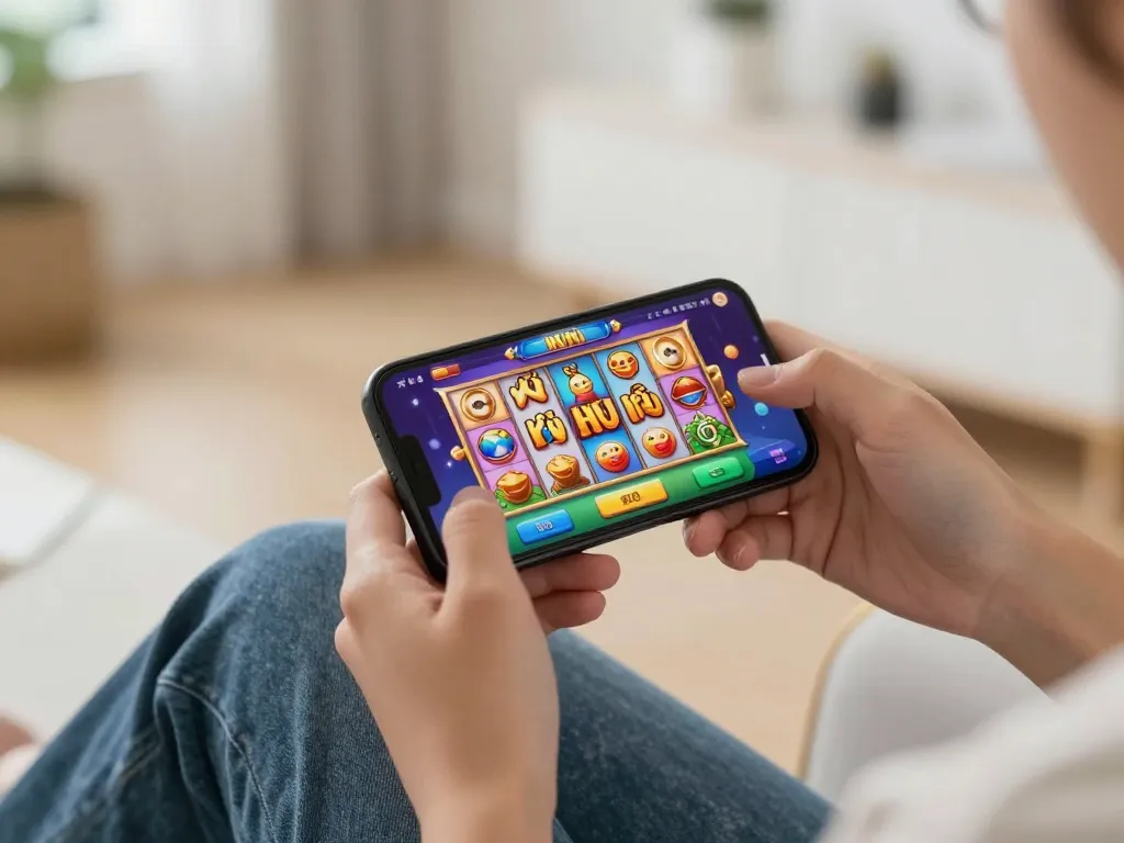Nổ Hũ gameplay on a smartphone, showcasing vibrant graphics and user engagement.