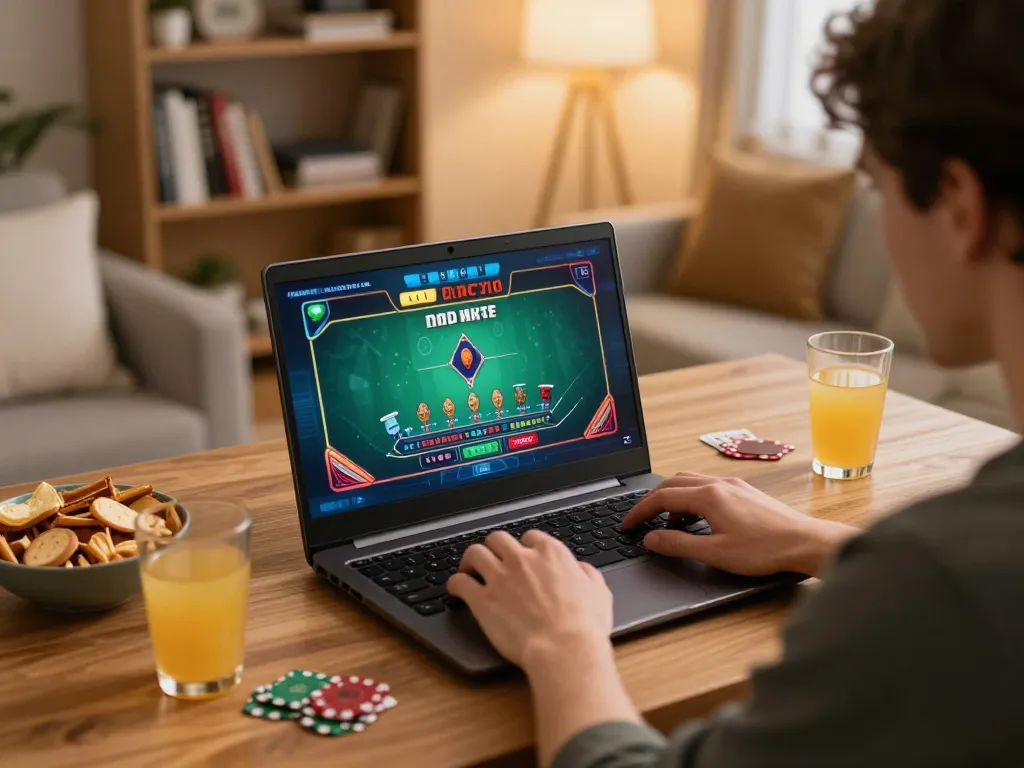 Player enjoying online gaming experience at GO8 casino site with live dealer blackjack action on laptop