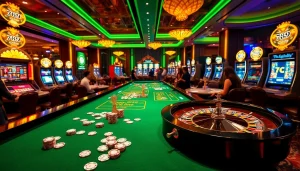 Gaming enthusiasts enjoy immersive experiences at the 789 club casino with roulette and vibrant slot machines.