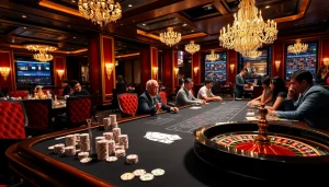 Experience high-stakes gaming at HAYBET with a vibrant casino scene filled with poker chips and excitement.