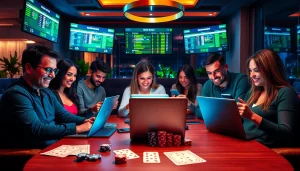 Exciting online betting scene showcasing sbobet.dance with diverse players enjoying a vibrant gaming atmosphere.