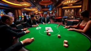 Experience thrilling poker action with 888vnd.com at this luxury casino table.