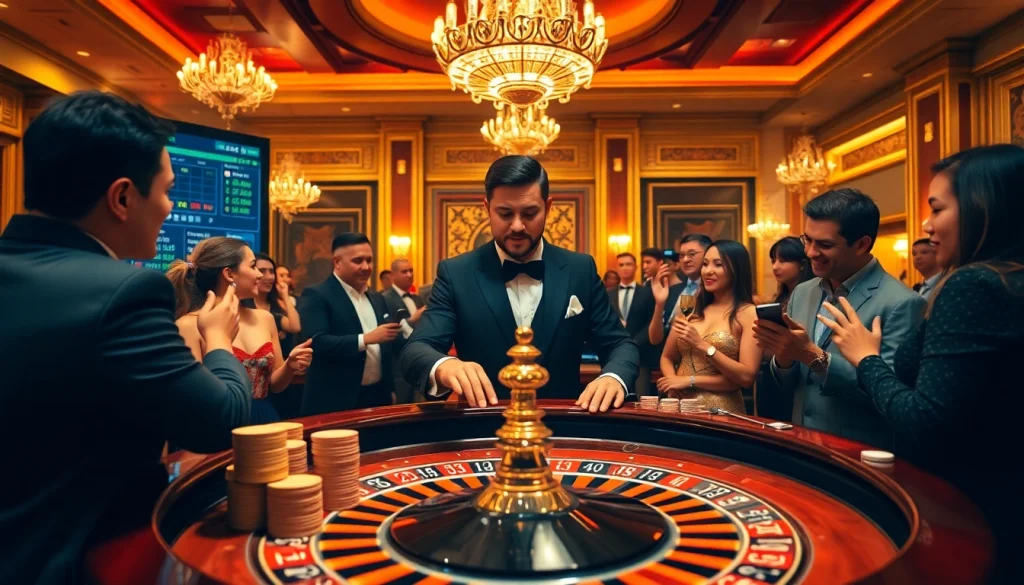 Engaging roulette table scene with players enjoying bets at https://tr88.bio/ casino.